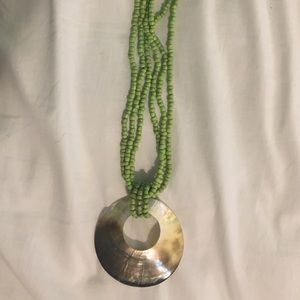 Shell necklace with green beading